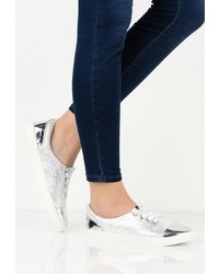 Женские серебряные кожаные кеды от LOST INK