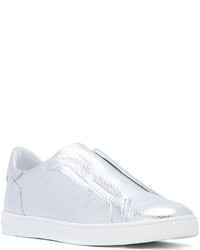 Женские серебряные кожаные кеды от Tod's