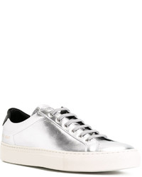 Мужские серебряные кожаные кеды от Common Projects