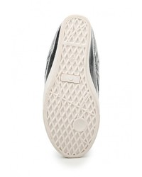 Серебряные кожаные кроссовки на танкетке от Malien