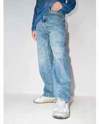 Мужские серебряные кожаные кроссовки от Golden Goose