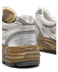 Мужские серебряные кожаные кроссовки от Golden Goose