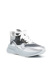 Мужские серебряные кожаные кроссовки от Alexander McQueen