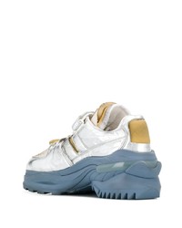 Мужские серебряные кожаные кроссовки от Maison Margiela