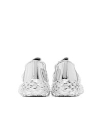 Мужские серебряные кожаные кроссовки от Giuseppe Zanotti