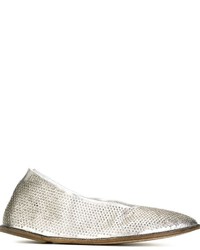 Женские серебряные кожаные лоферы с украшением от Marsèll