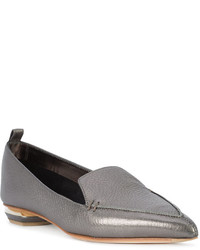 Женские серебряные кожаные лоферы от Nicholas Kirkwood