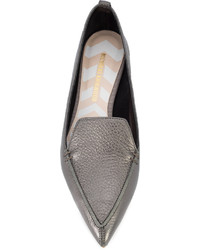 Женские серебряные кожаные лоферы от Nicholas Kirkwood