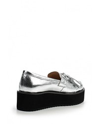 Женские серебряные кожаные лоферы от Evigi