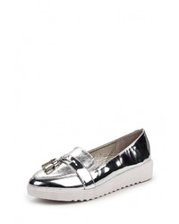 Женские серебряные кожаные лоферы от Flyfor