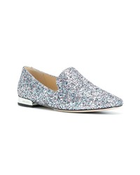 Женские серебряные кожаные лоферы от Jimmy Choo
