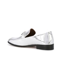 Женские серебряные кожаные лоферы от Newbark