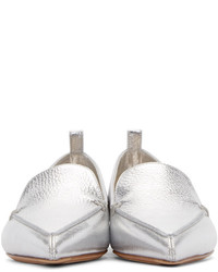 Женские серебряные кожаные лоферы от Nicholas Kirkwood