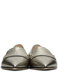 Женские серебряные кожаные лоферы от Jimmy Choo