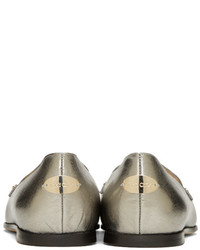 Женские серебряные кожаные лоферы от Jimmy Choo