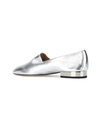 Женские серебряные кожаные лоферы от Paul Andrew