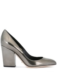 Серебряные кожаные массивные туфли от Sergio Rossi