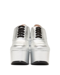 Серебряные кожаные массивные туфли от Gucci
