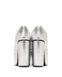 Серебряные кожаные массивные туфли от Gucci