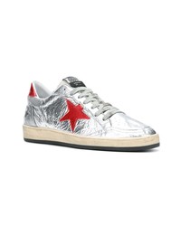 Мужские серебряные кожаные низкие кеды от Golden Goose Deluxe Brand