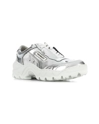 Женские серебряные кожаные низкие кеды от Rombaut