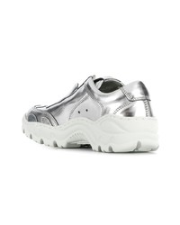 Женские серебряные кожаные низкие кеды от Rombaut