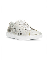 Мужские серебряные кожаные низкие кеды от Jimmy Choo