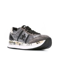 Женские серебряные кожаные низкие кеды от Premiata