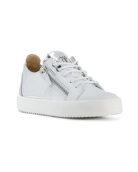 Женские серебряные кожаные низкие кеды от Giuseppe Zanotti Design