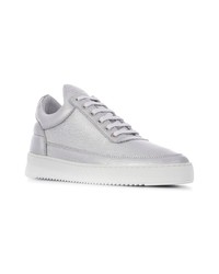 Женские серебряные кожаные низкие кеды от Filling Pieces