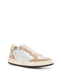 Мужские серебряные кожаные низкие кеды от Officine Creative