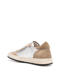 Мужские серебряные кожаные низкие кеды от Officine Creative