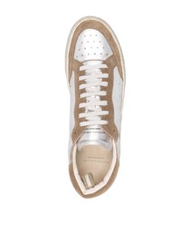 Мужские серебряные кожаные низкие кеды от Officine Creative