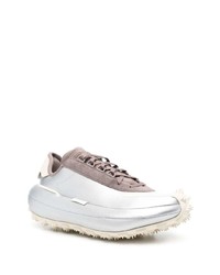 Мужские серебряные кожаные низкие кеды от Y-3