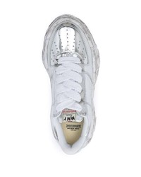 Мужские серебряные кожаные низкие кеды от Maison Mihara Yasuhiro