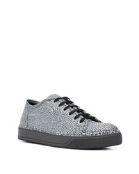 Мужские серебряные кожаные низкие кеды от Lanvin