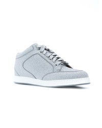 Женские серебряные кожаные низкие кеды от Jimmy Choo