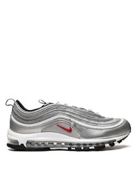 Мужские серебряные кожаные низкие кеды от Nike