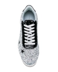 Женские серебряные кожаные низкие кеды от Chiara Ferragni