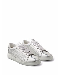 Мужские серебряные кожаные низкие кеды от Jimmy Choo