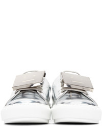 Женские серебряные кожаные низкие кеды от Acne Studios