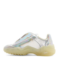 Мужские серебряные кожаные низкие кеды от Maison Margiela