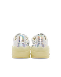 Мужские серебряные кожаные низкие кеды от Maison Margiela