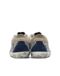 Женские серебряные кожаные низкие кеды от Golden Goose