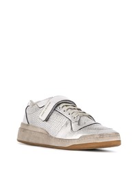 Мужские серебряные кожаные низкие кеды от Saint Laurent