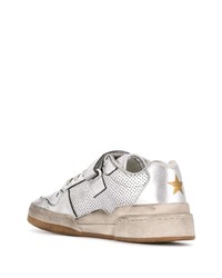 Мужские серебряные кожаные низкие кеды от Saint Laurent