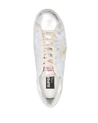 Мужские серебряные кожаные низкие кеды от Golden Goose