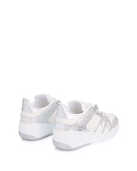 Мужские серебряные кожаные низкие кеды от Giuseppe Zanotti