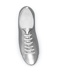 Мужские серебряные кожаные низкие кеды от Swear