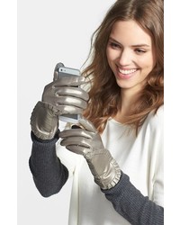 Серебряные кожаные перчатки